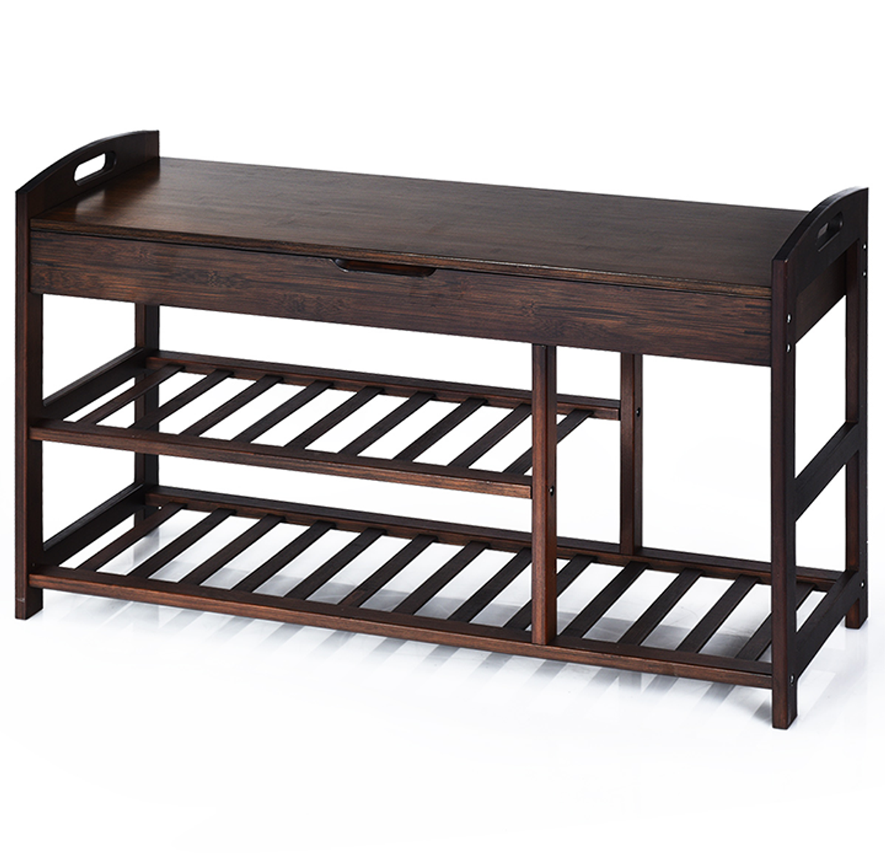 Bamboo 3-Tier Entryway Storage Bench product image