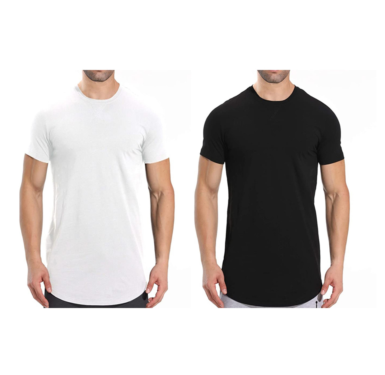 Men's Short-Sleeve Longline Crew Neck T-Shirts (2-Pack) product image