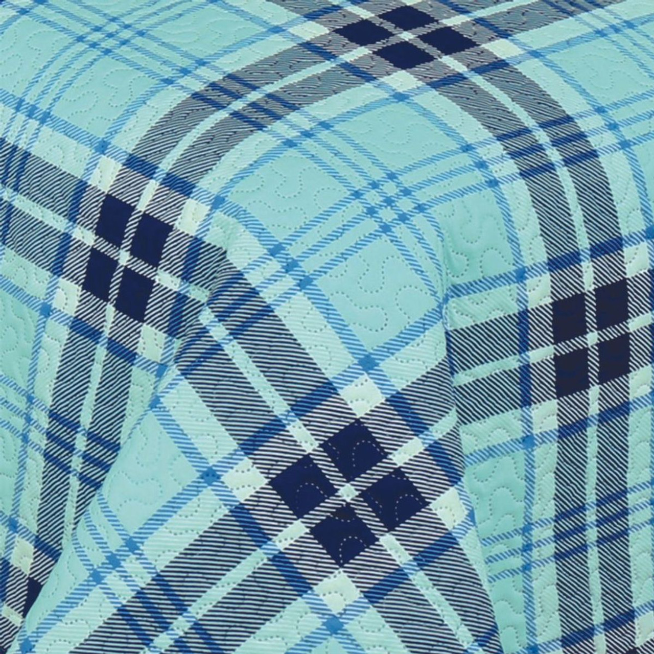 3-Piece Wainscott Blue Plaid Quilt Set  product image