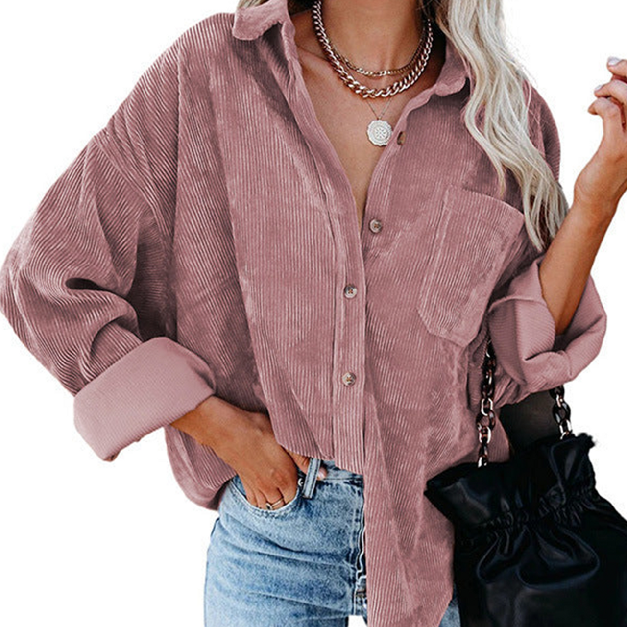 Women's Slouchy Oversized Corduroy Shirt Jacket  product image