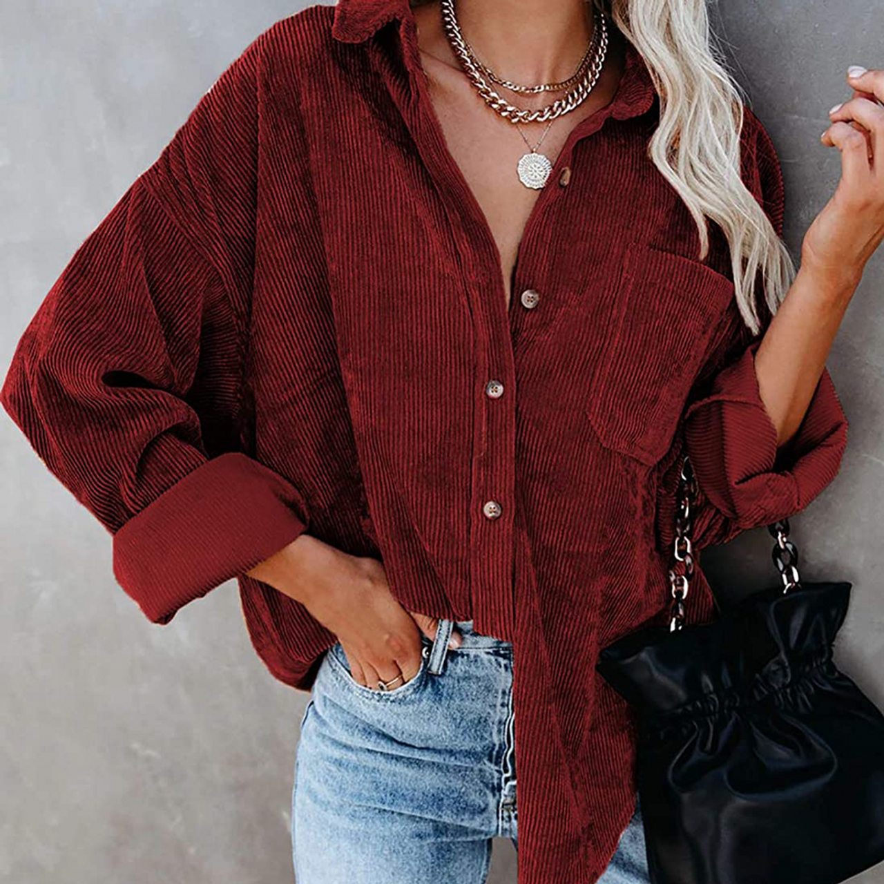 Women's Slouchy Oversized Corduroy Shirt Jacket  product image