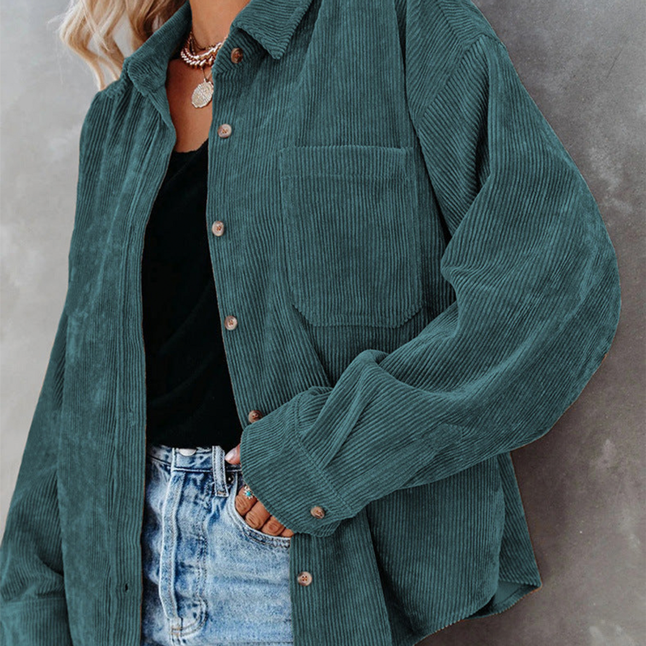 Women's Slouchy Oversized Corduroy Shirt Jacket  product image