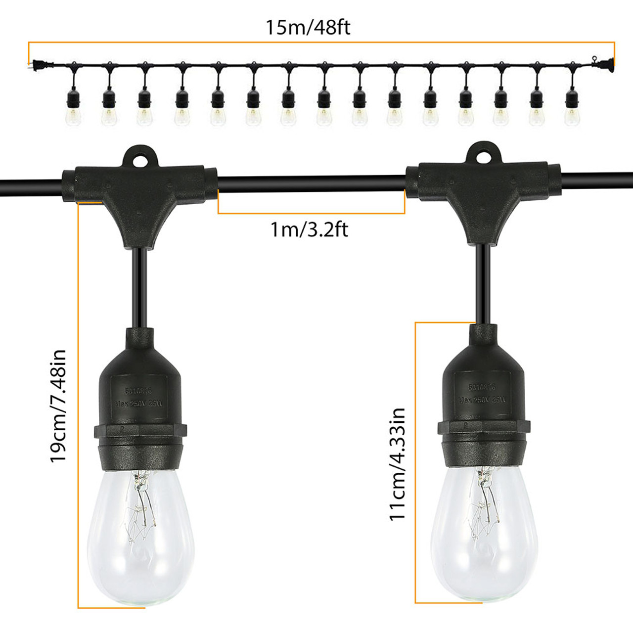 48-Foot Outdoor Patio String Lights product image
