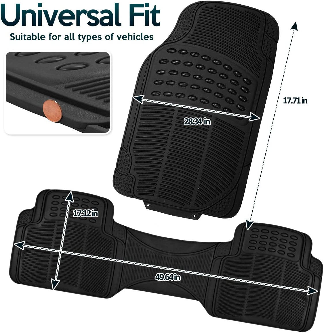 Zone Tech® 4-Piece All-weather Rubber Car Interior Floor Mats product image
