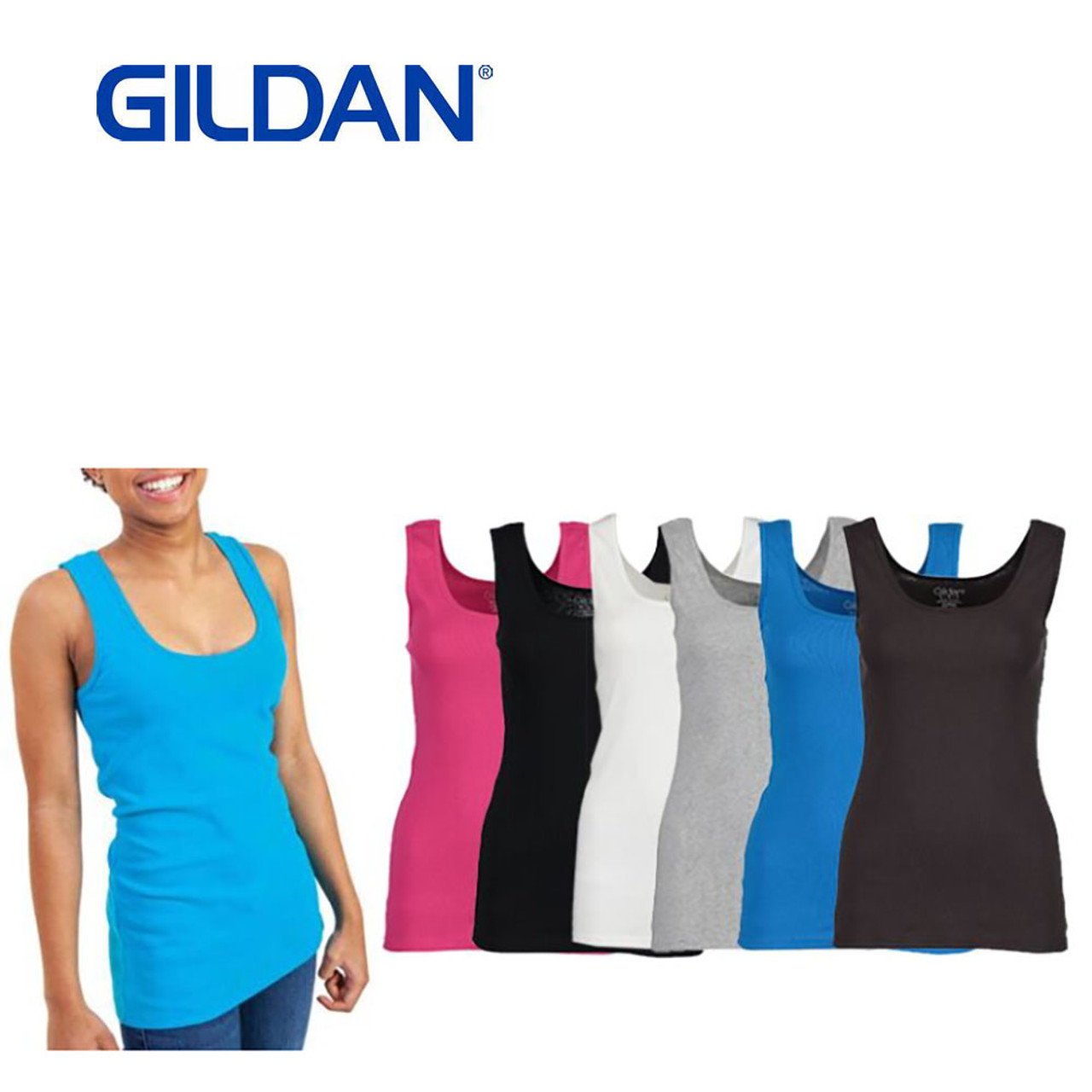 Gildan™ Women’s Ribbed Cotton Tank Top (6-Pack) product image
