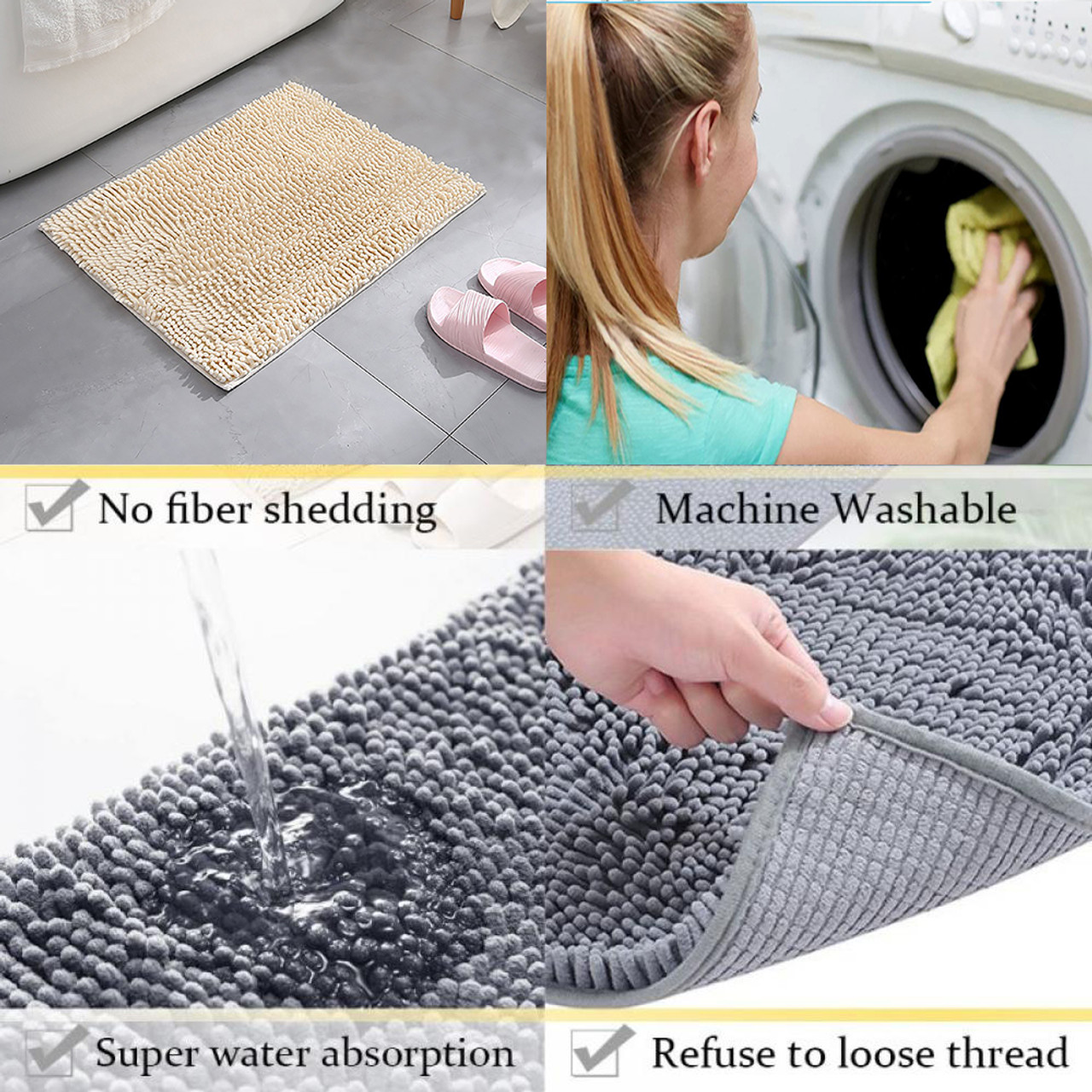 17" x 24" Slip-Resistant Shag Anna Chenille Soft & Absorbent Bath Mat product image