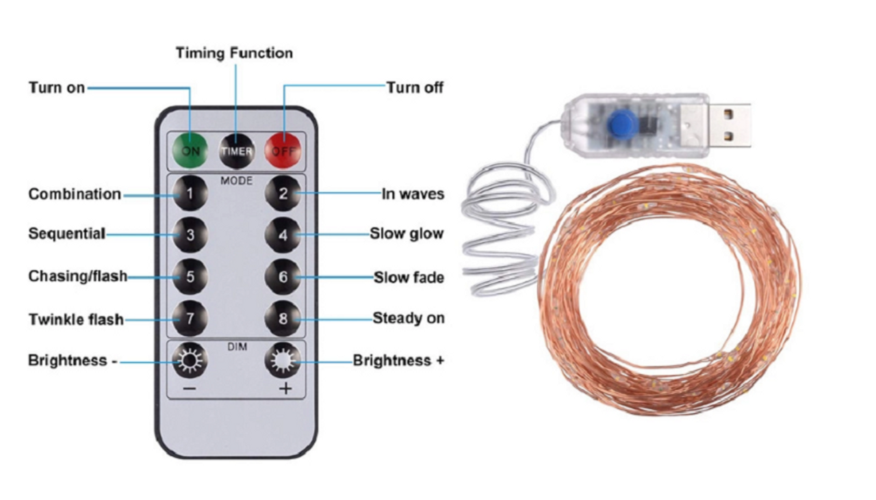 40-Foot USB Waterproof LED Christmas String Lights with Remote Control product image
