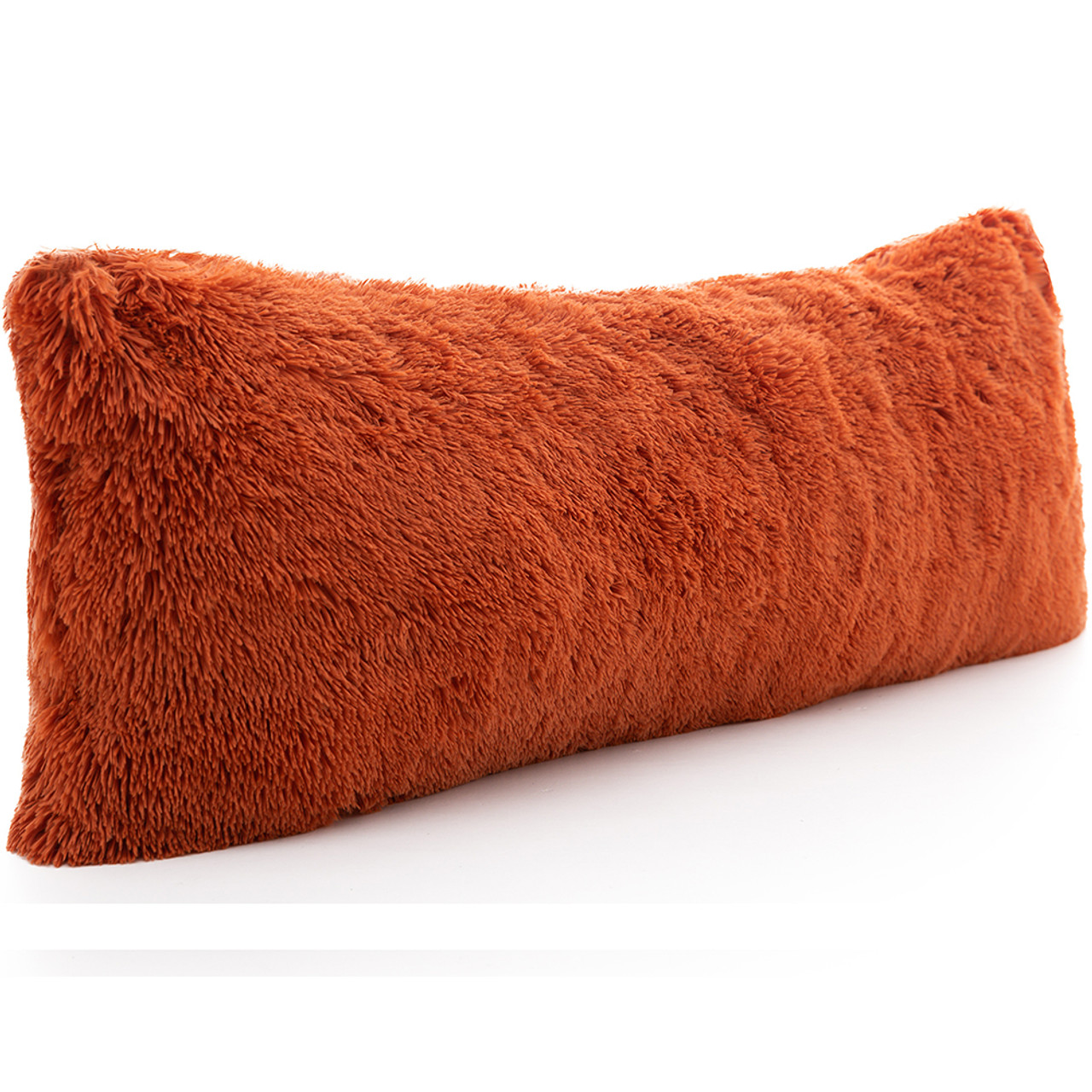 Channel Rust Orange Faux Fur Throw Pillow 18