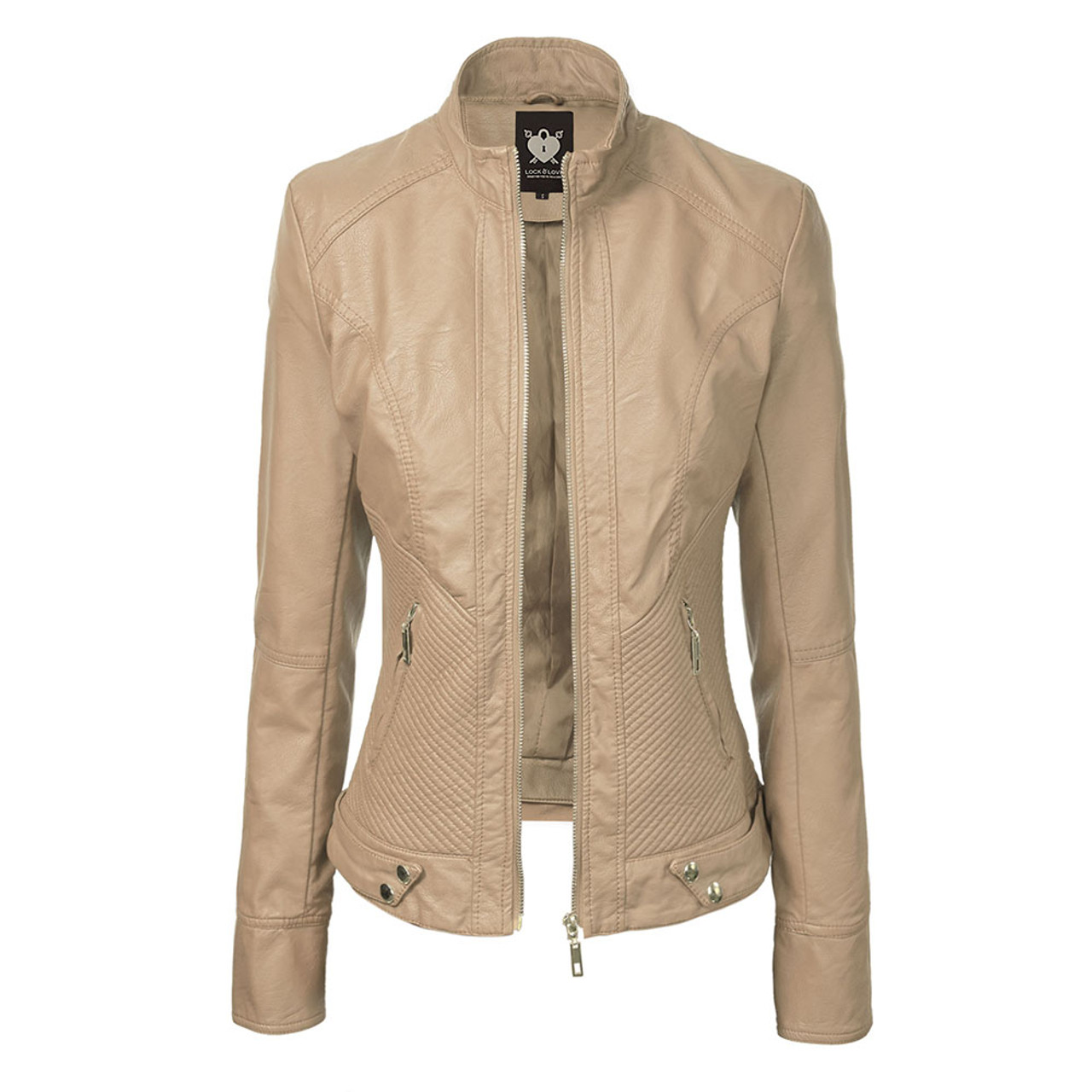 Women's Faux Leather Zip-up Moto Biker Jacket product image