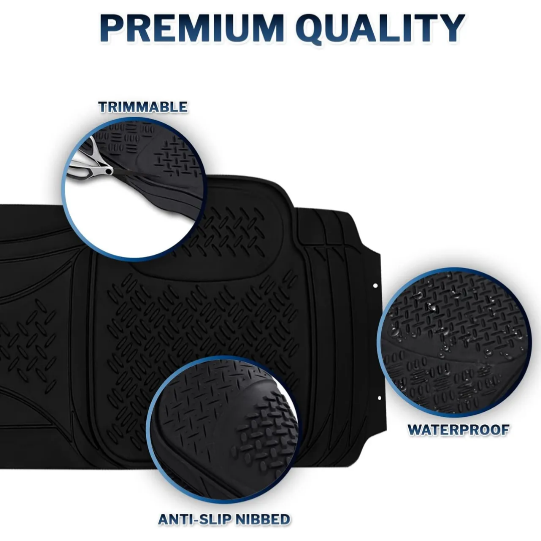 Universal Heavy Duty Solid Black All-weather Rubber Car Floor Mat product image