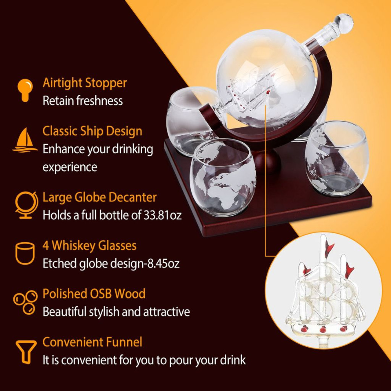 Whiskey Decanter Globe Set product image