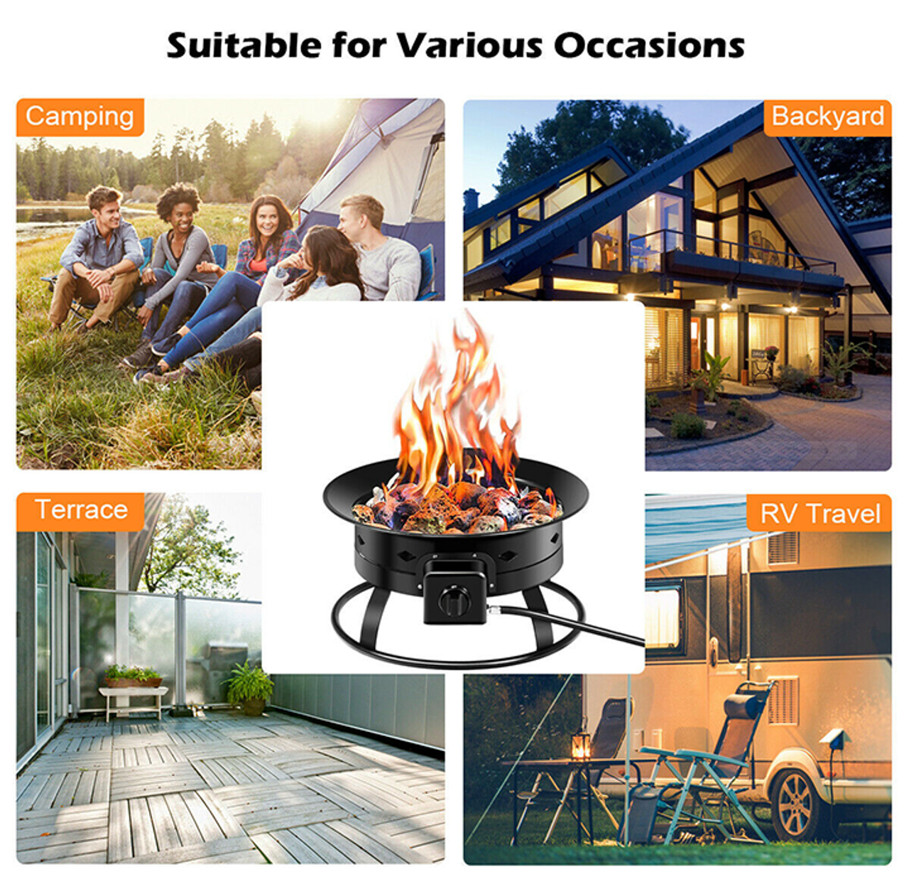 Portable 58,000 BTU Outdoor Propane Fire Pit product image