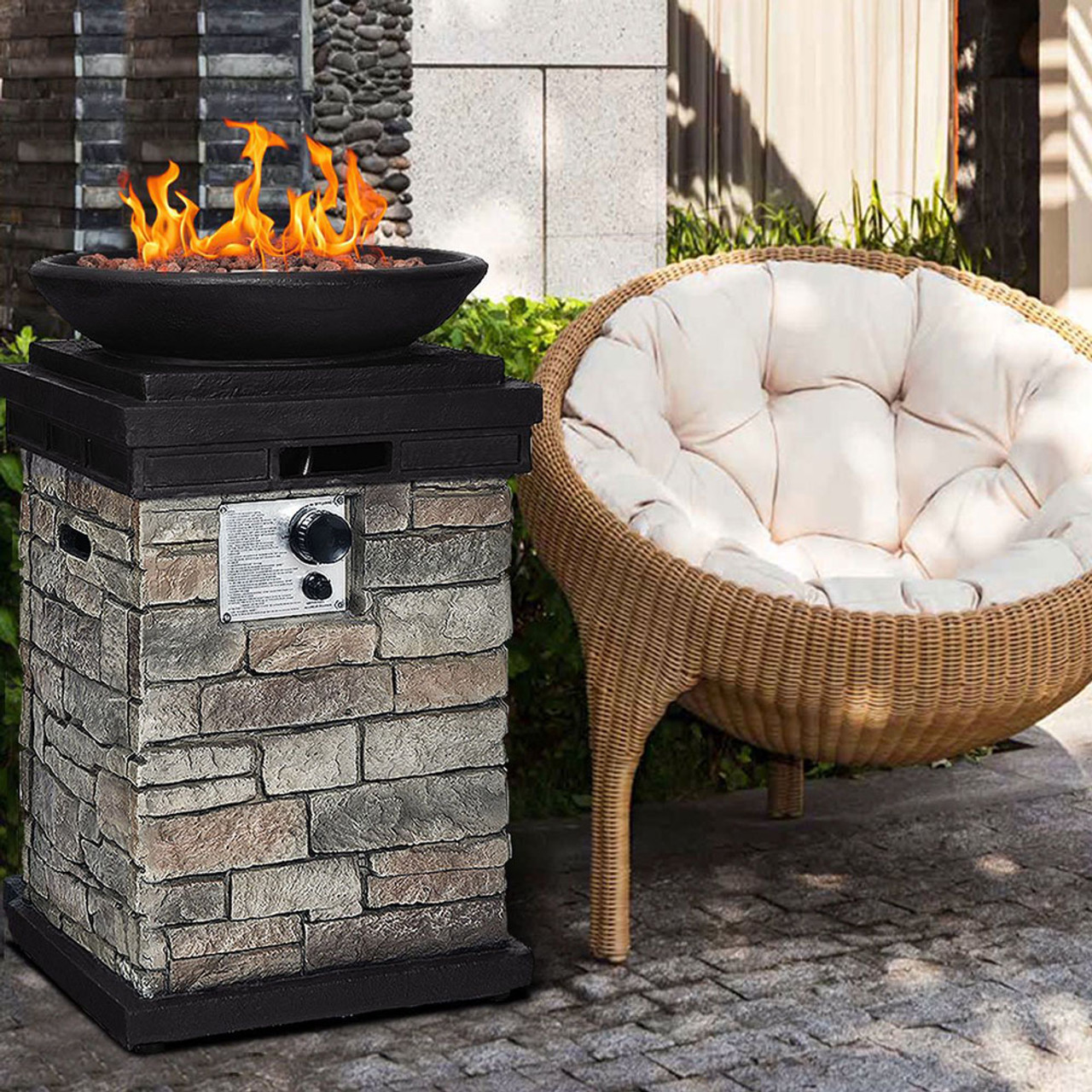 Propane Fire Bowl with Lava Rocks, Electronics Starter & Weather Cover product image