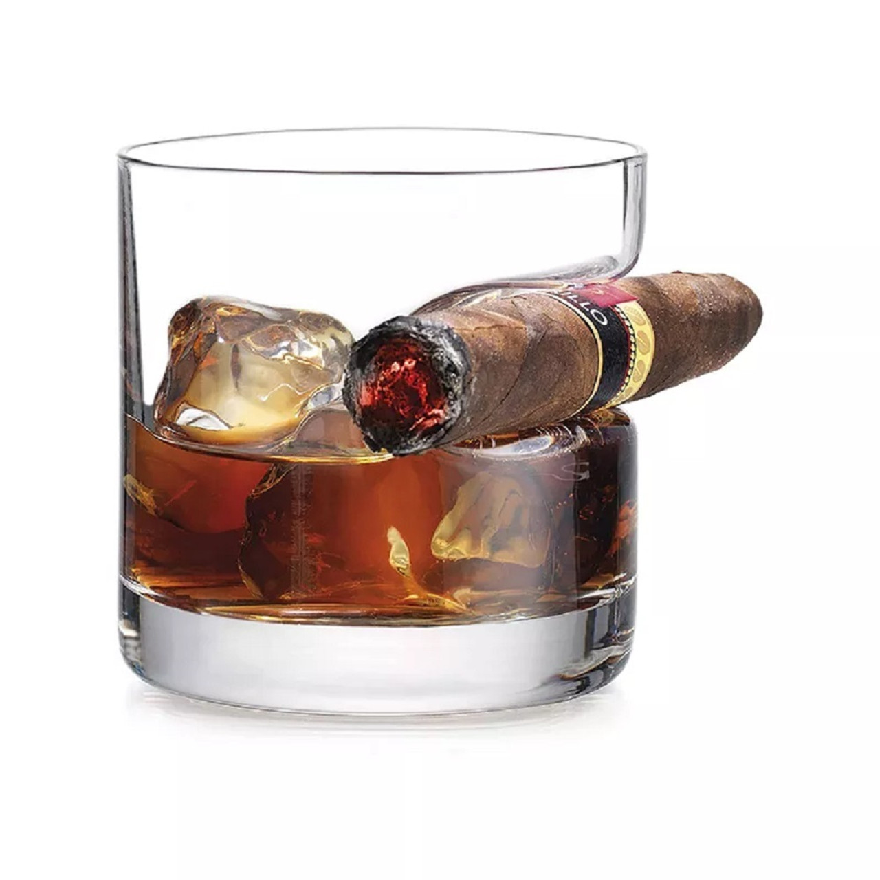 Eravino™ Cigar-Holding Whiskey Glasses (Set of 2) + Bonus Cigar Cutter product image