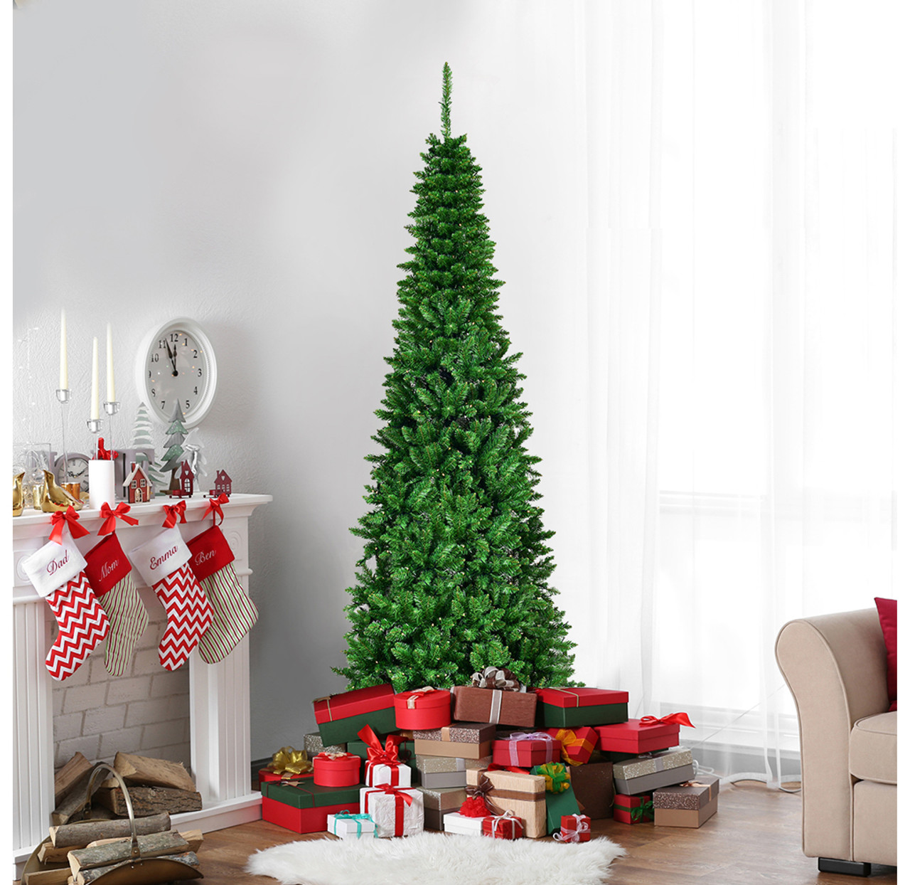 Pre-Lit 6.5ft 250 White Light Pencil Christmas Tree  product image Pre-Lit 6.5ft 250 White Light Pencil Christmas Tree  product image