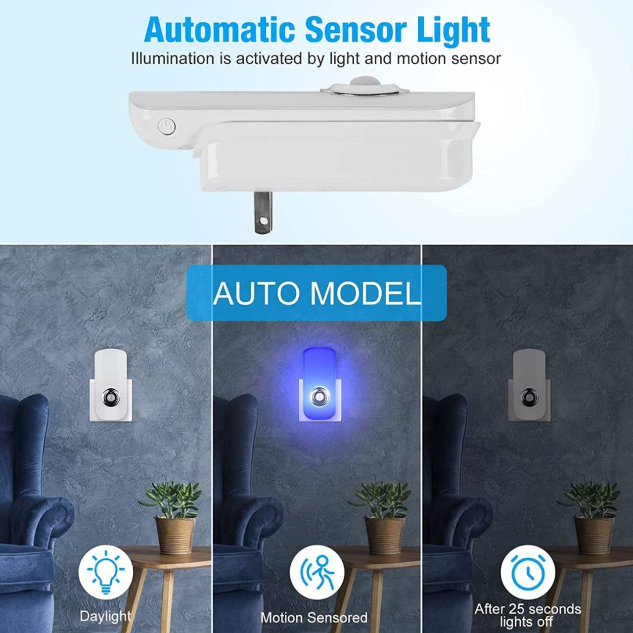Rechargeable Motion Sensing Blue LED Night Light (2-Pack) product image