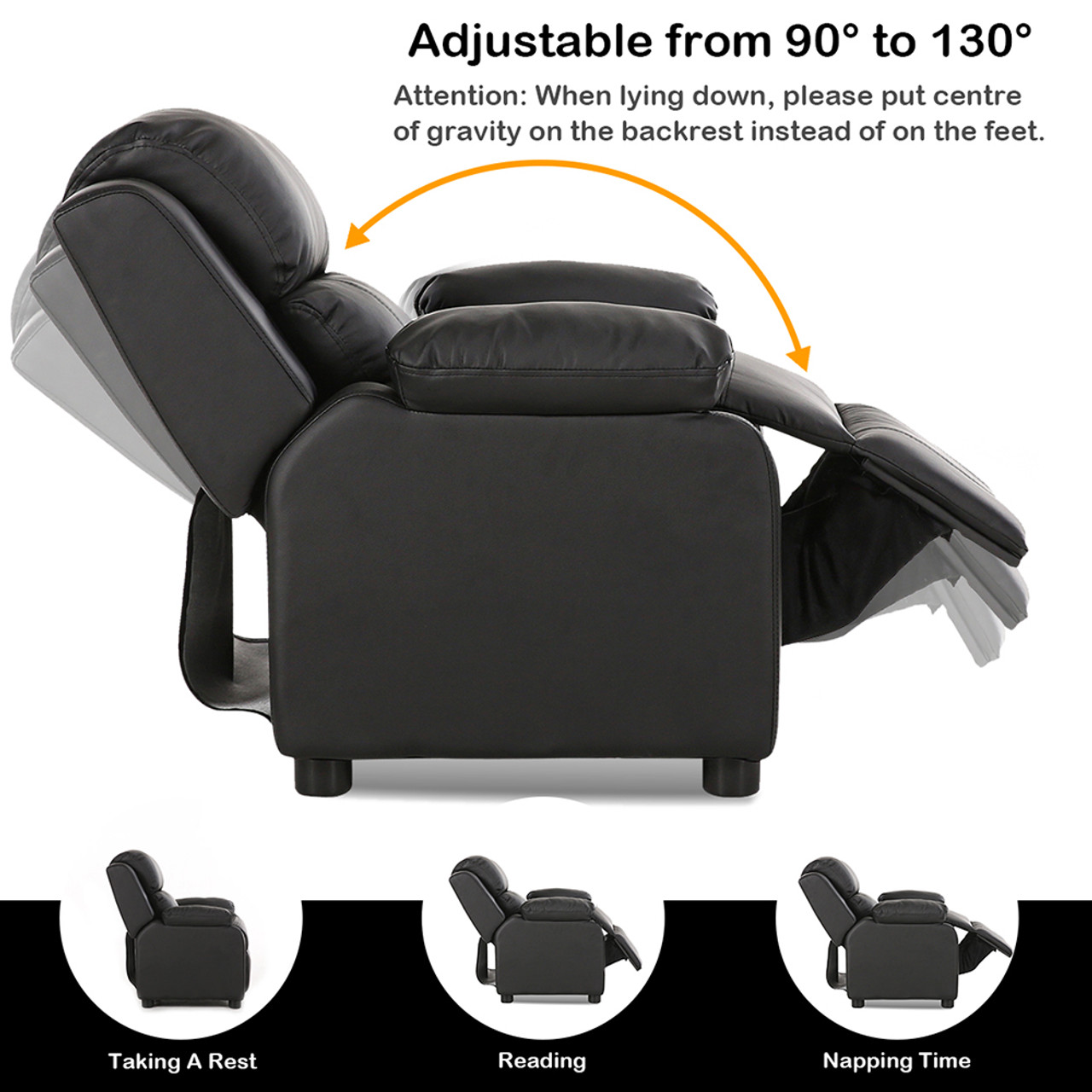 Kids' Deluxe Padded Armchair Recliner with Headrest and Storage Arm product image Kids' Deluxe Padded Armchair Recliner with Headrest and Storage Arm product image