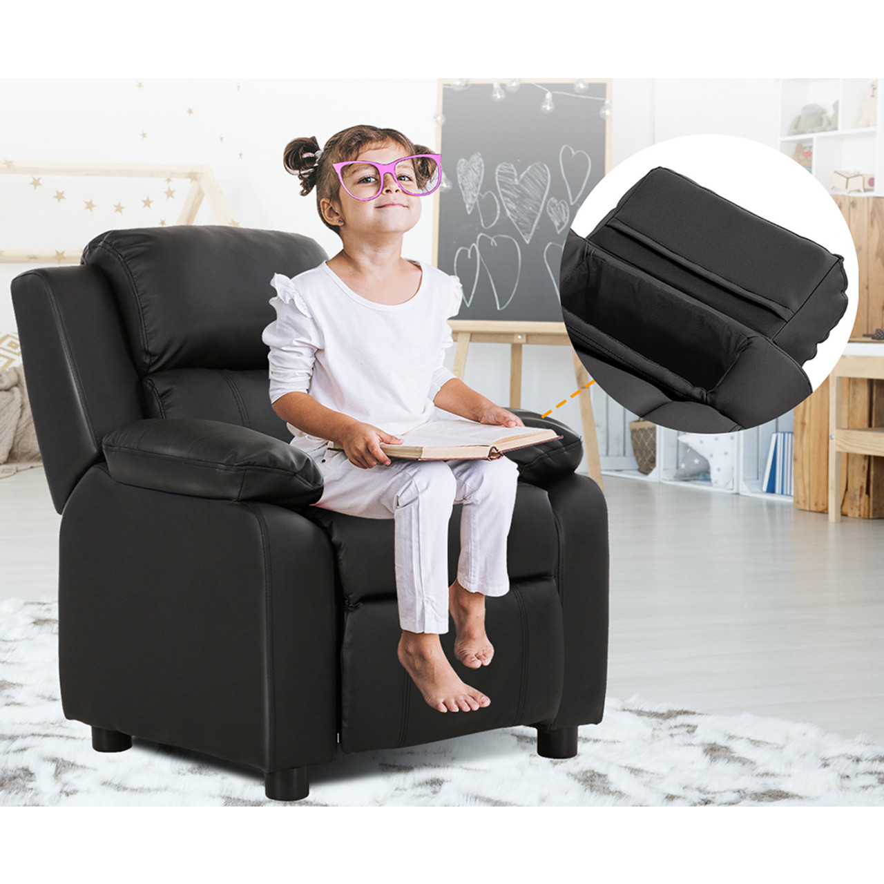 Kids' Deluxe Padded Armchair Recliner with Headrest and Storage Arm product image Kids' Deluxe Padded Armchair Recliner with Headrest and Storage Arm product image