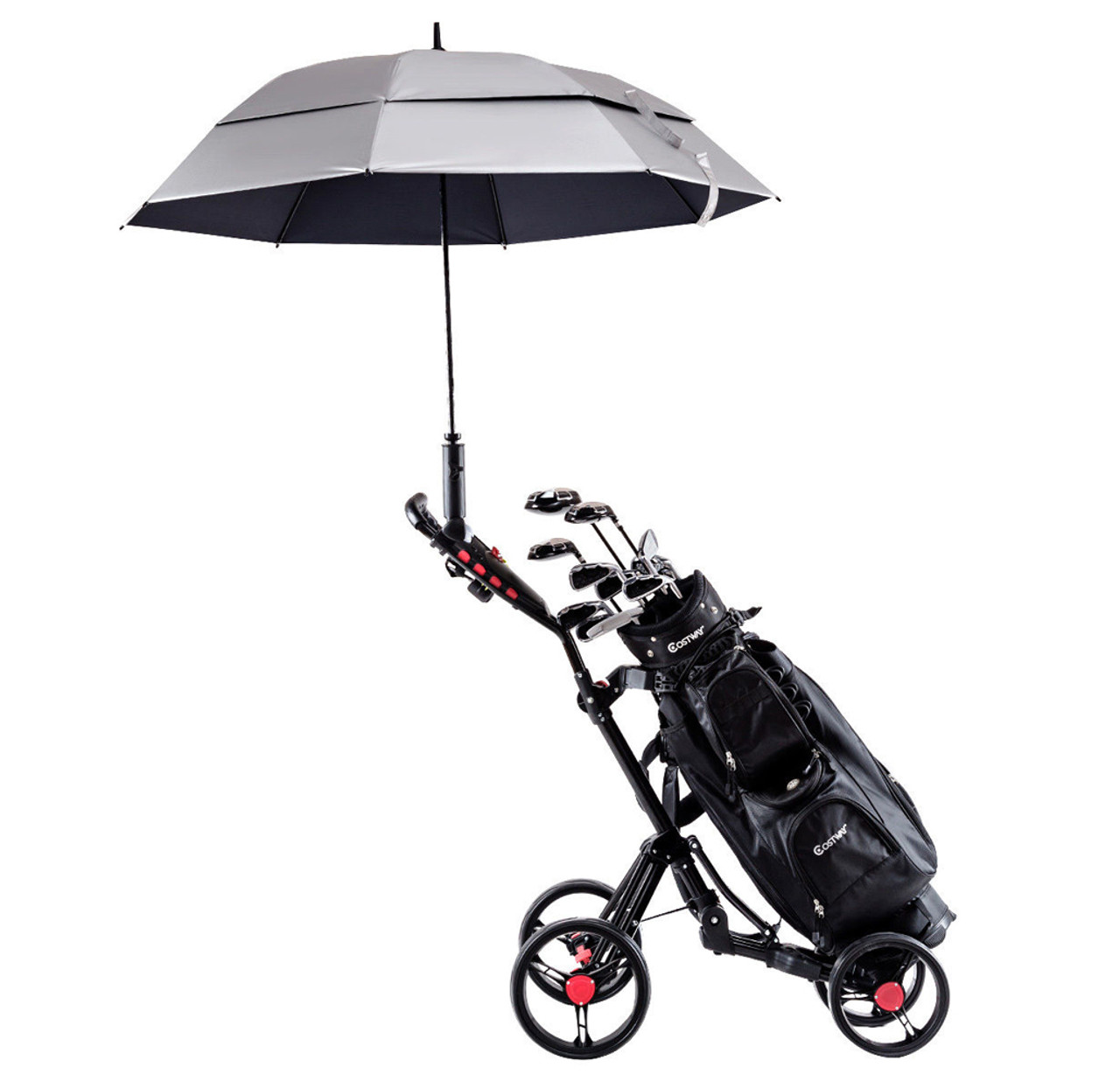 Folding 4-Wheel Golf Bag Cart with Umbrella/Scorecard Holder product image