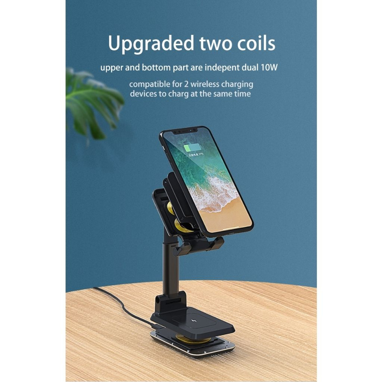 Dual Charge Wireless Charging Phone Stand for 2 Devices product image