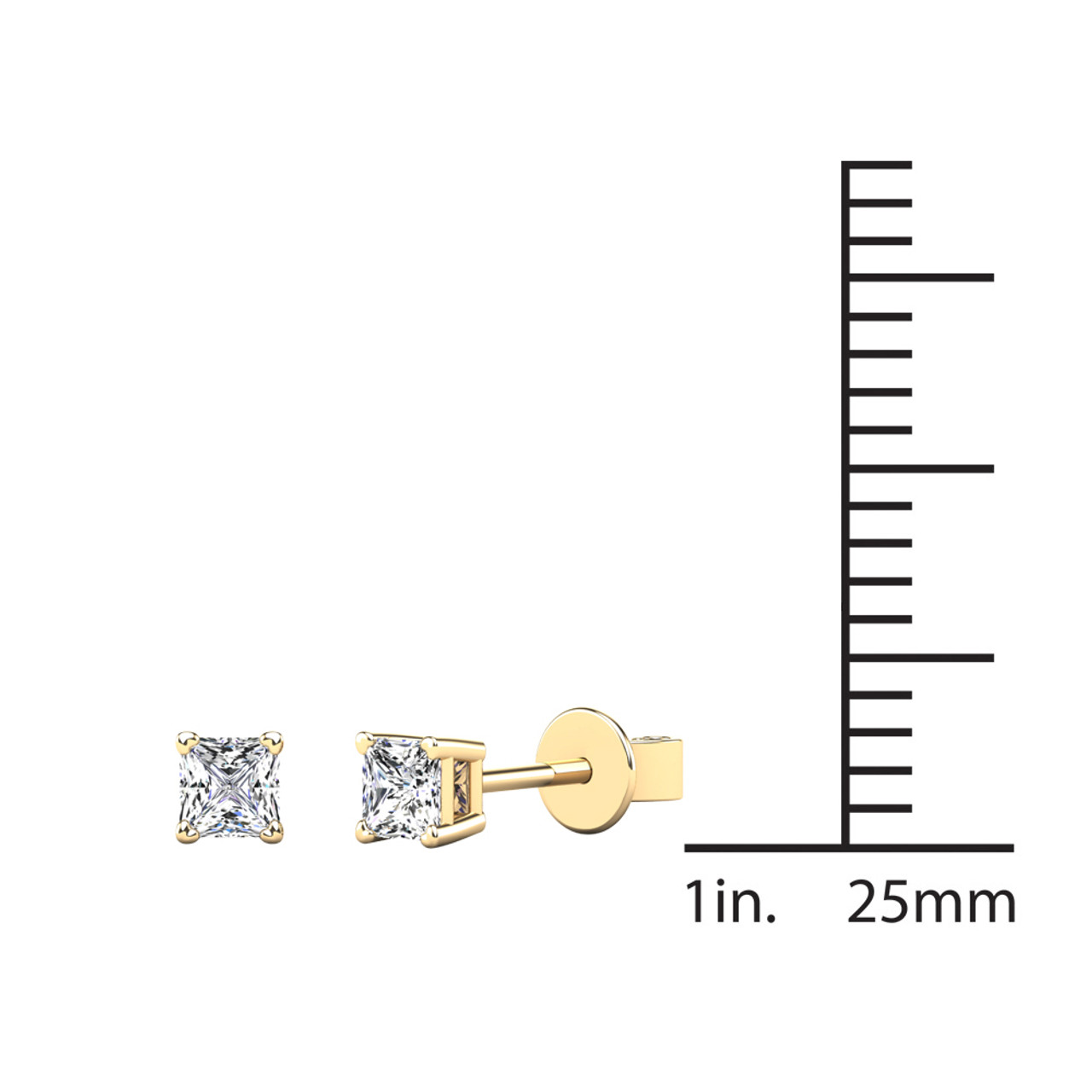 10K Yellow Gold Princess Cut 1/6CT Diamond Solitaire Earrings product image