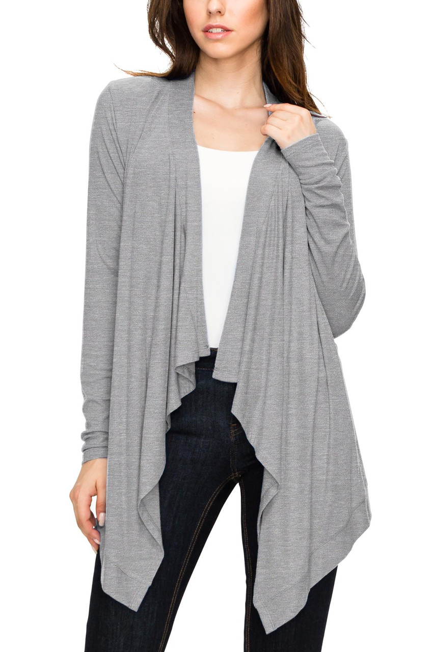 Women's Basic Draped Long Sleeve Open Front Knit Cardigan product image