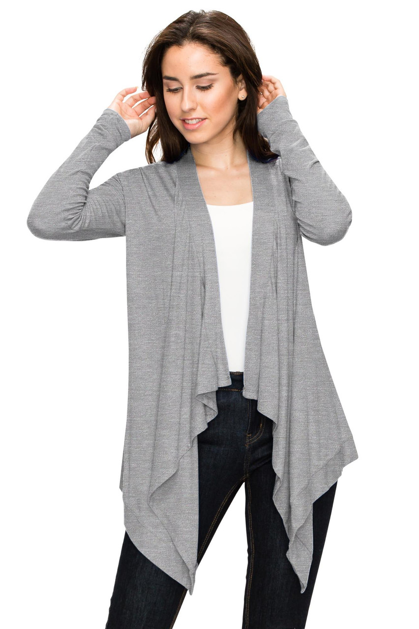 Women's Basic Draped Long Sleeve Open Front Knit Cardigan product image