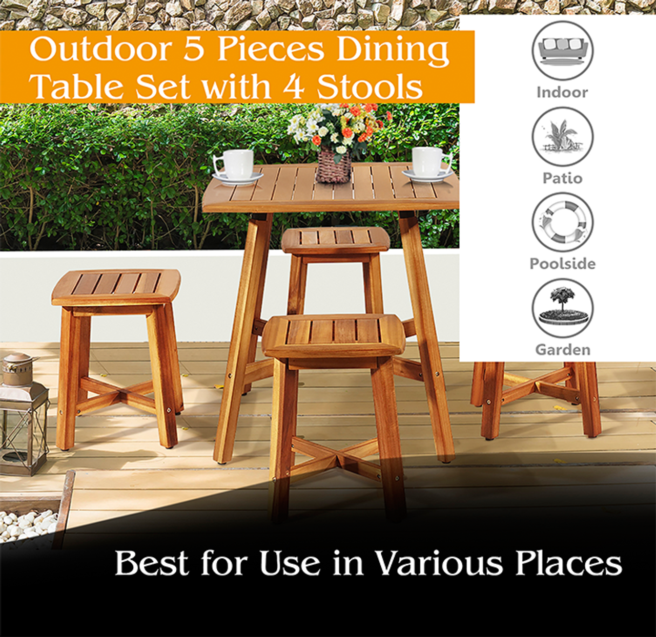 5-Piece Patio Dining Set with Solid Acacia Wood Construction product image