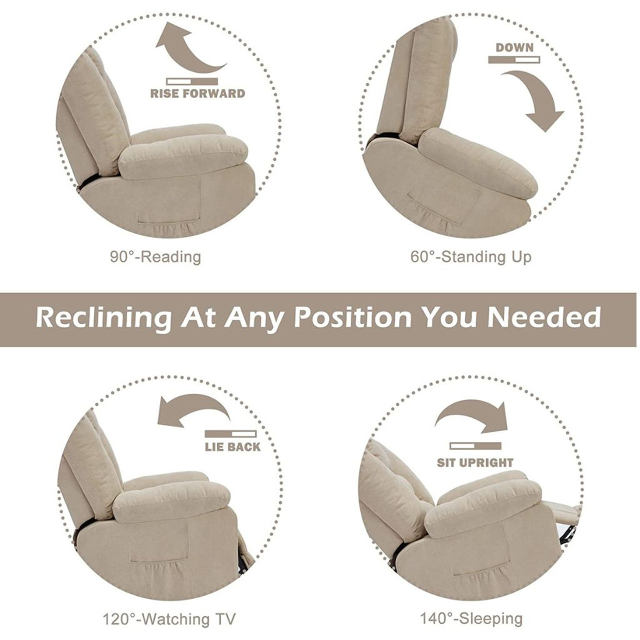 Electric Power Lift Recliner Chair with Side Pockets and Heated Massage product image