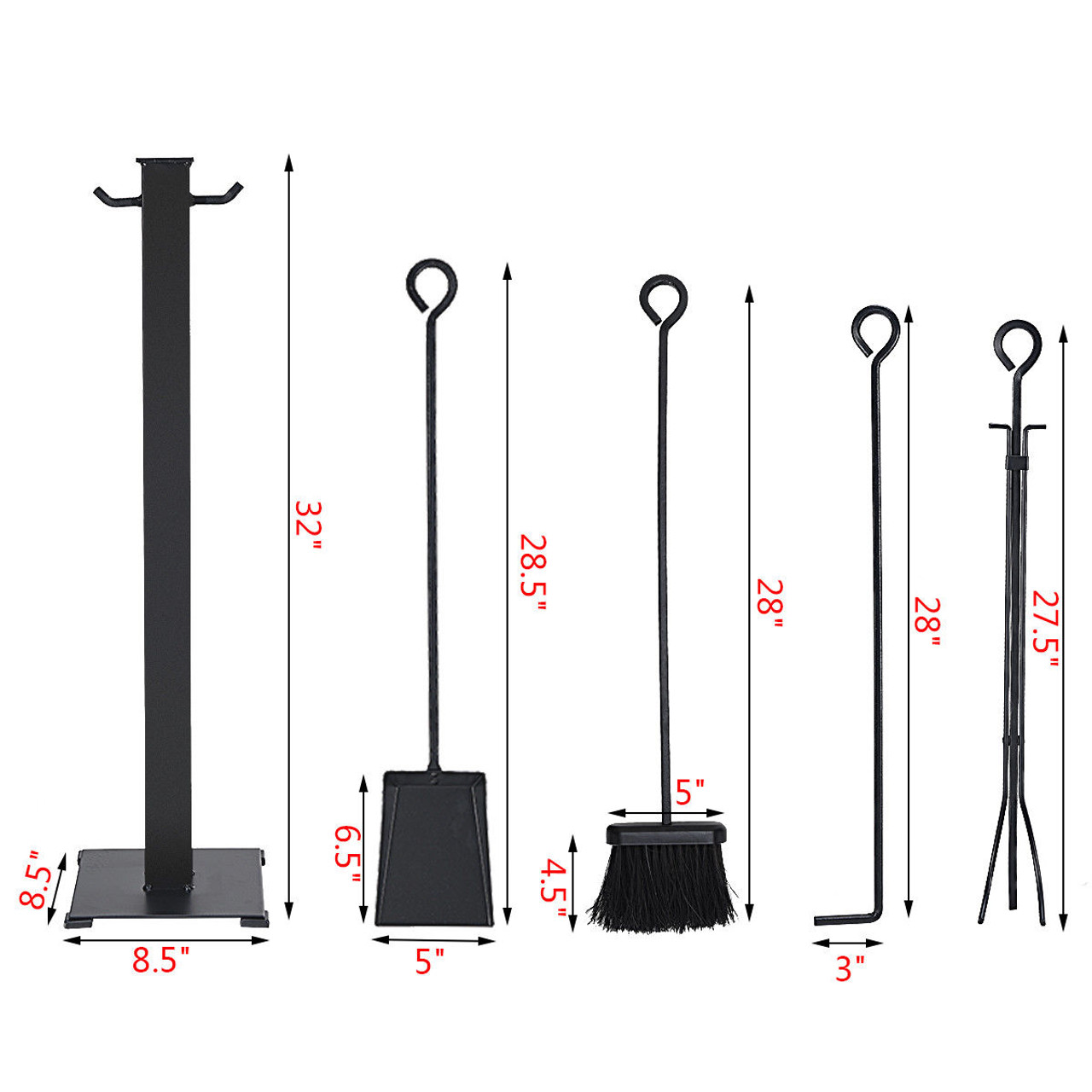 5-Piece Fireplace Iron Tool Set product image