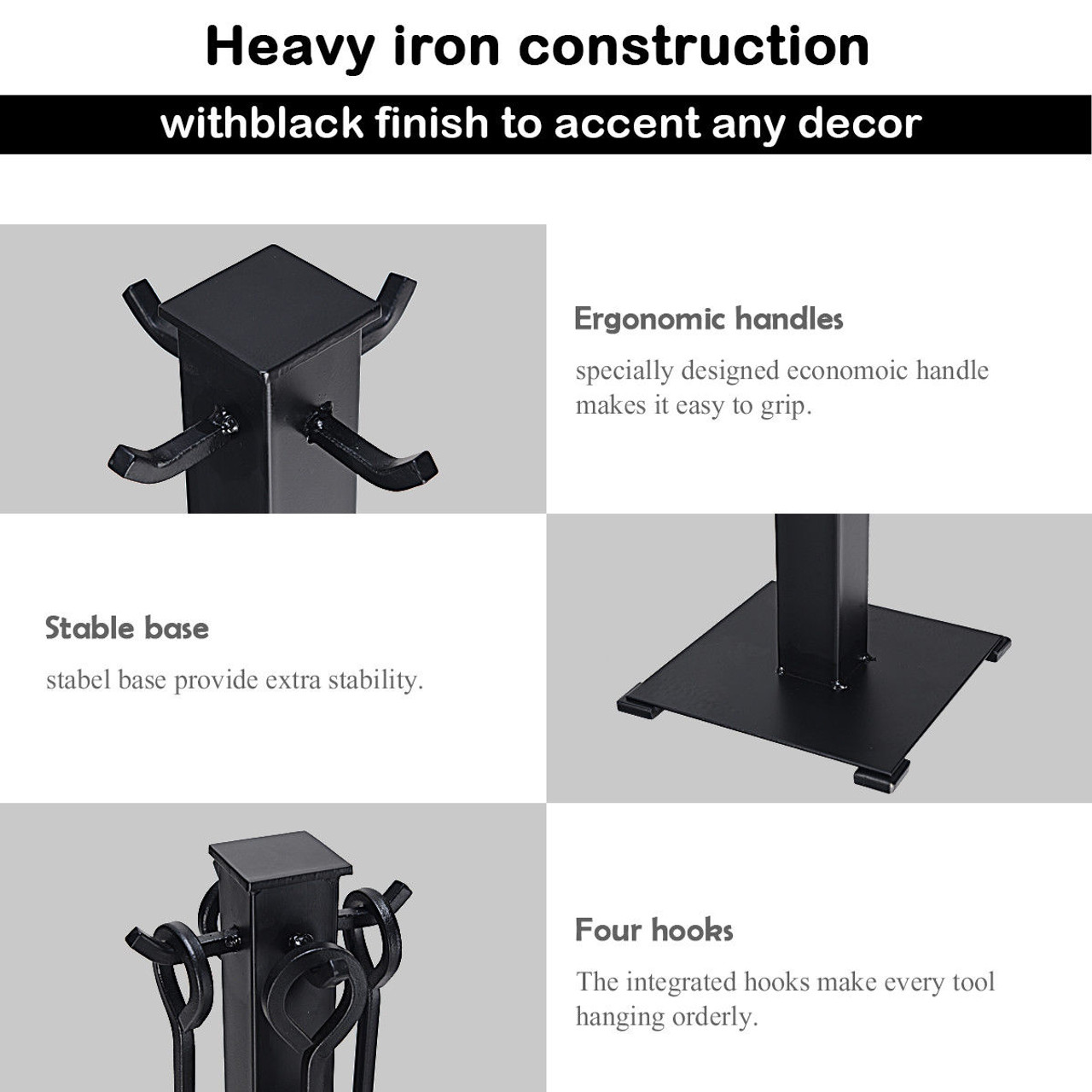 5-Piece Fireplace Iron Tool Set product image