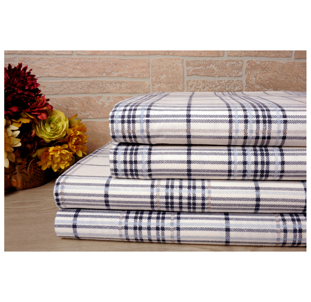 Bibb Home® 4-Piece Printed Cotton Flannel Sheet Set product image