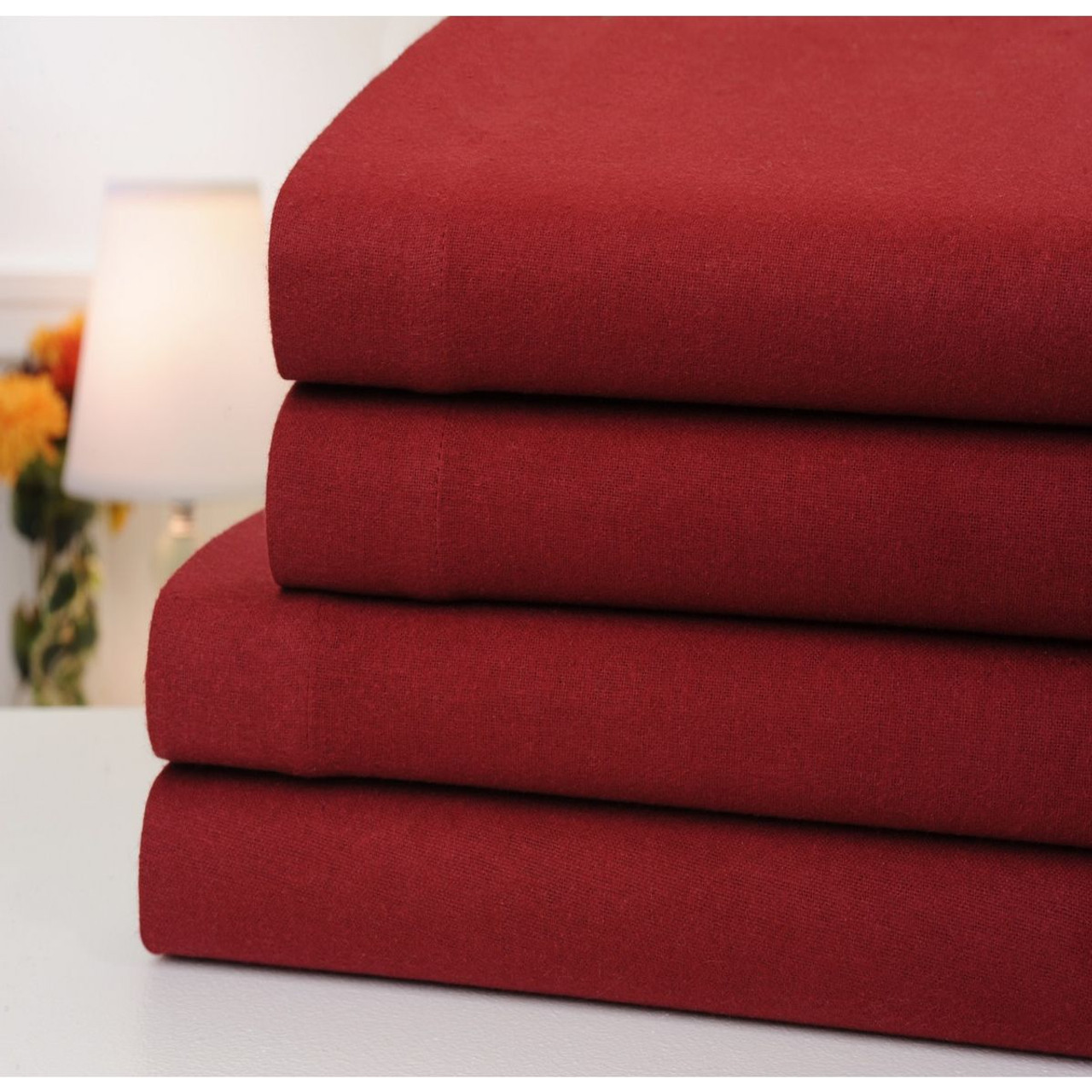 Bibb Home® 100% Cotton Solid 4-Piece Flannel Sheet Set product image