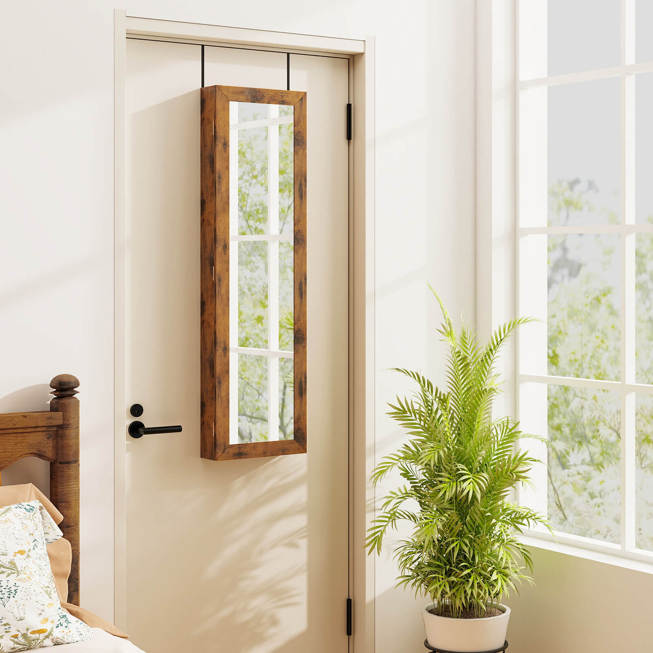 Wall or Door Mounted Mirrored Jewelry Cabinet product image