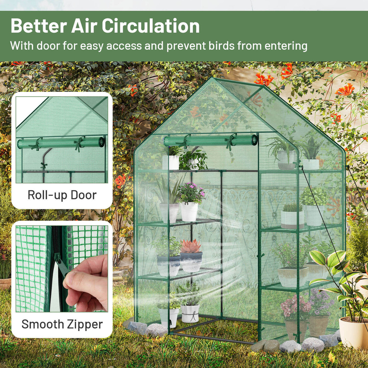 Portable Outdoor Mini Walk-in 4-Tier Greenhouse product image