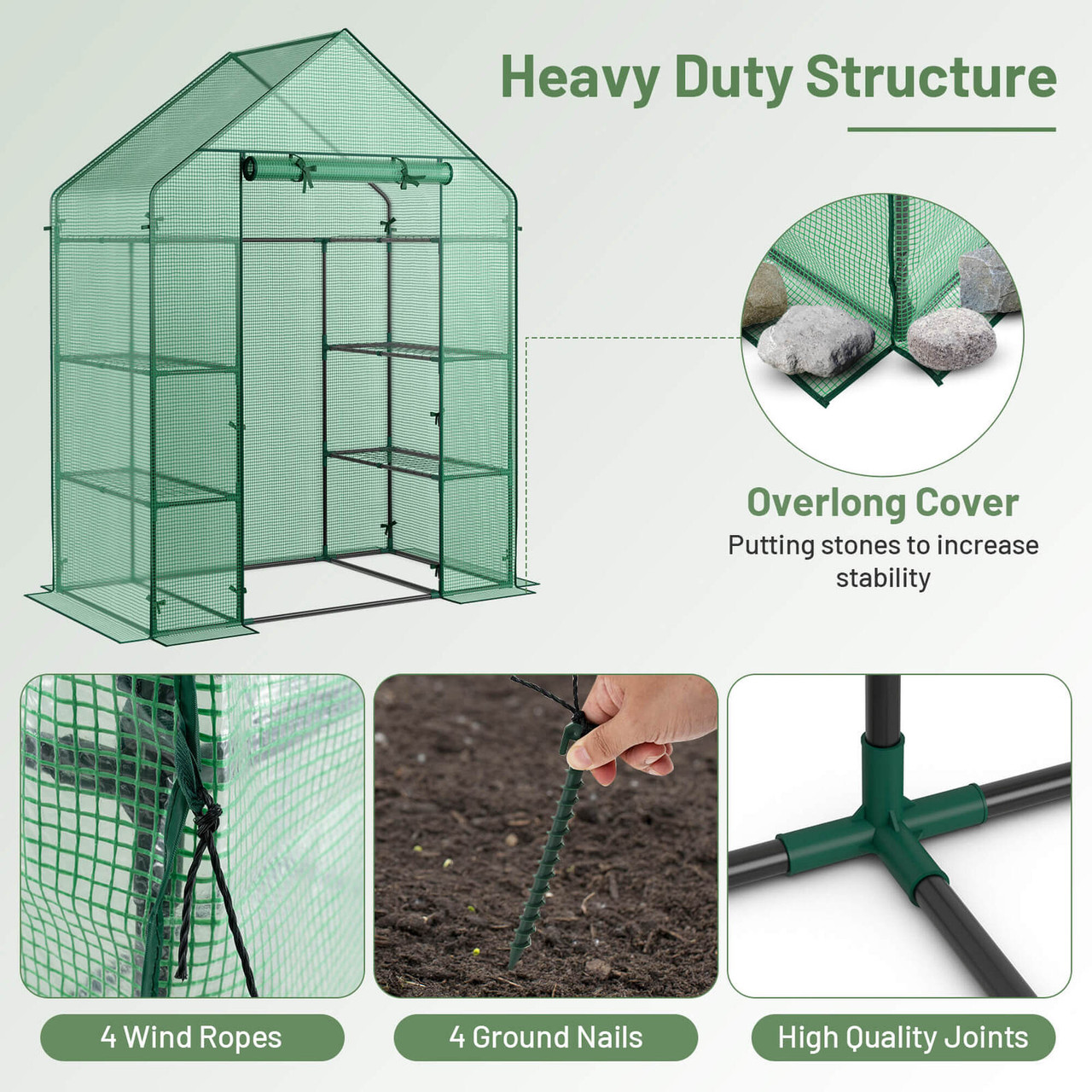 Portable Outdoor Mini Walk-in 4-Tier Greenhouse product image