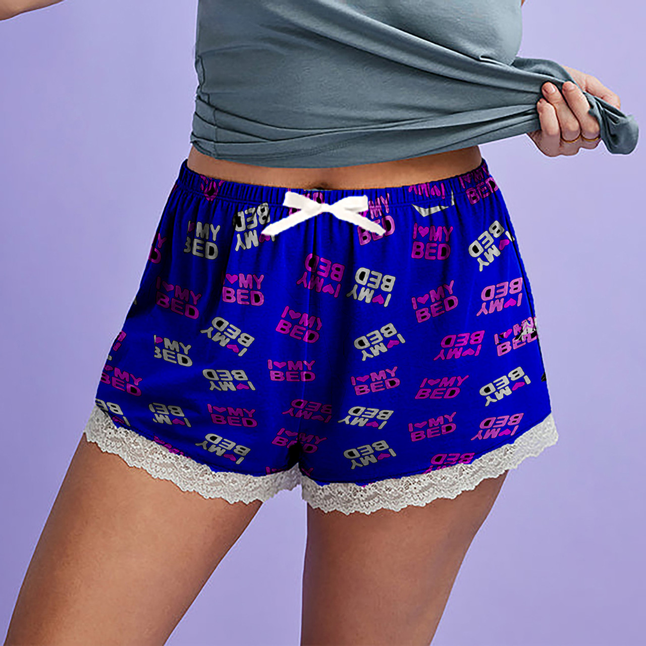 Women's Lace Trim Printed Lounge Pajama Shorts Sleepwear (3-Pack) product image