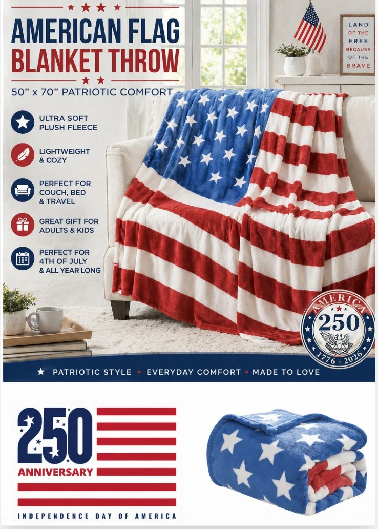 Noble House® American Flag Oversized Throw Blanket product image
