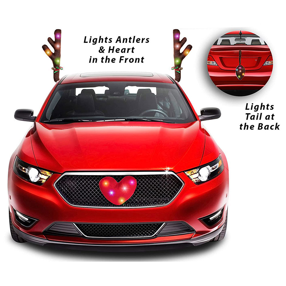 Car Reindeer Antlers, Heart Nose, And Tail With Led Lights product image