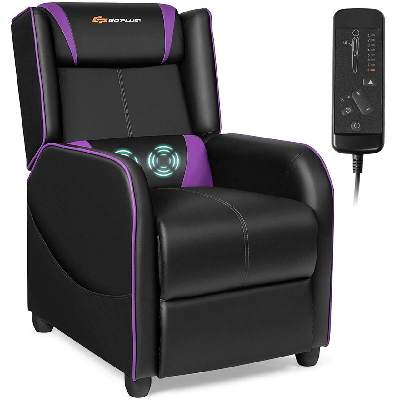 Massage Gaming PU Leather Single Recliner Chair with Footrest product image