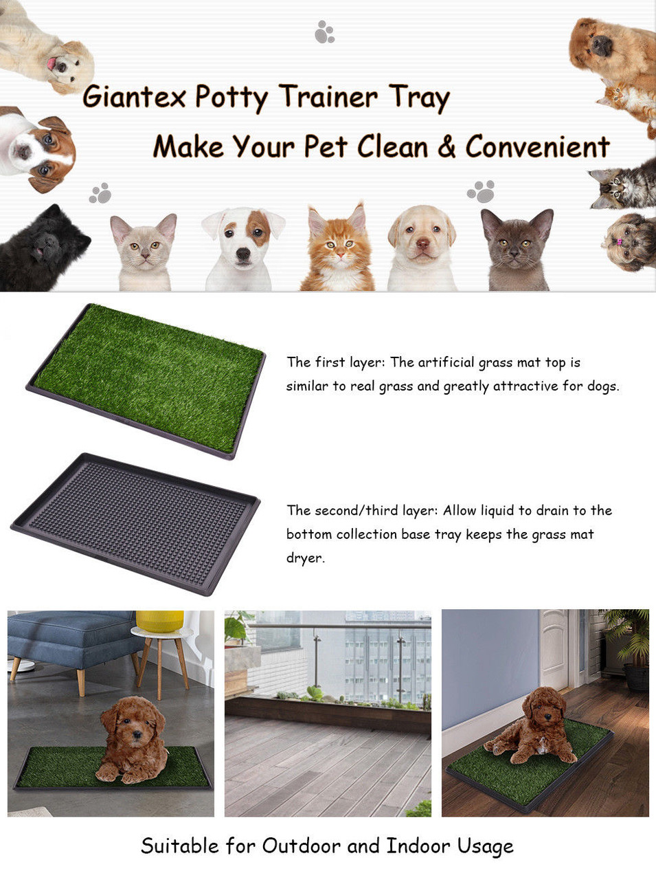 30" x 20" Indoor Pet Potty Training Grass Pad product image