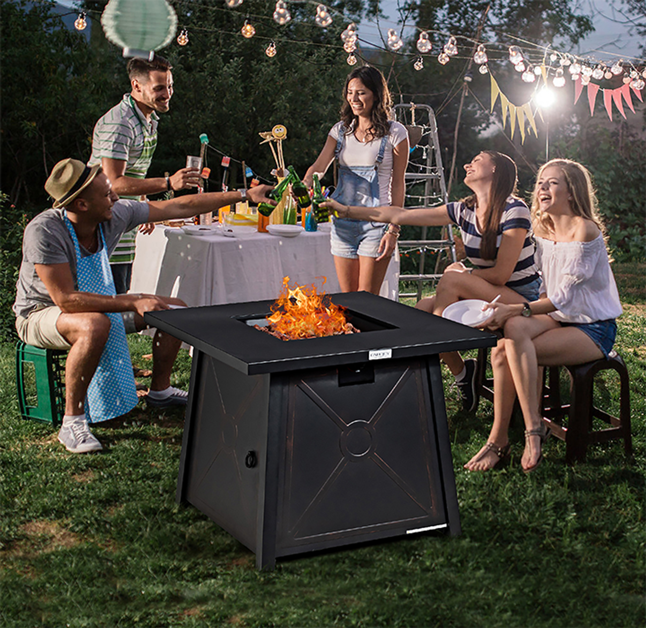 30-Inch Square Propane Gas Fire Pit Table with Weather Cover product image