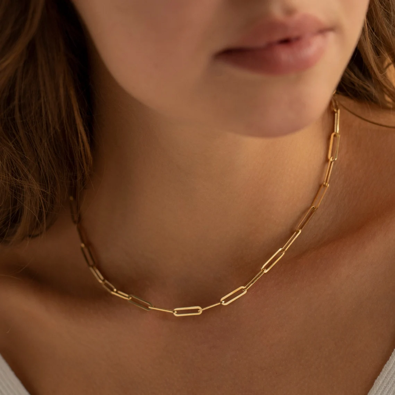 18K-Gold-Plated 4.8mm Sterling Silver Paperclip Chain Necklace product image
