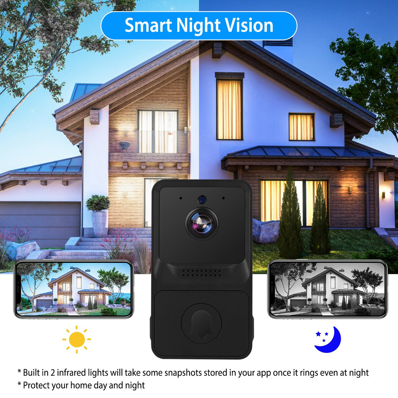 Smart Wi-Fi Video Doorbell with Wireless Chime product image