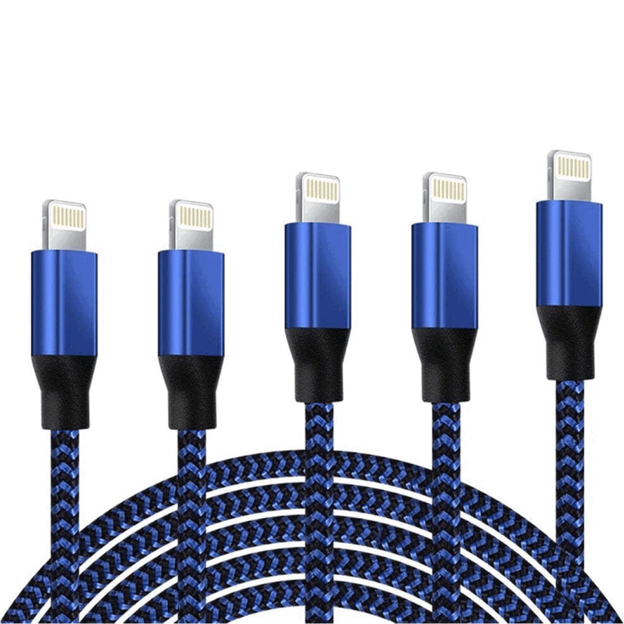 Two-Tone Braided MFi Lightning Cables for Apple® Devices (5-Pack) product image