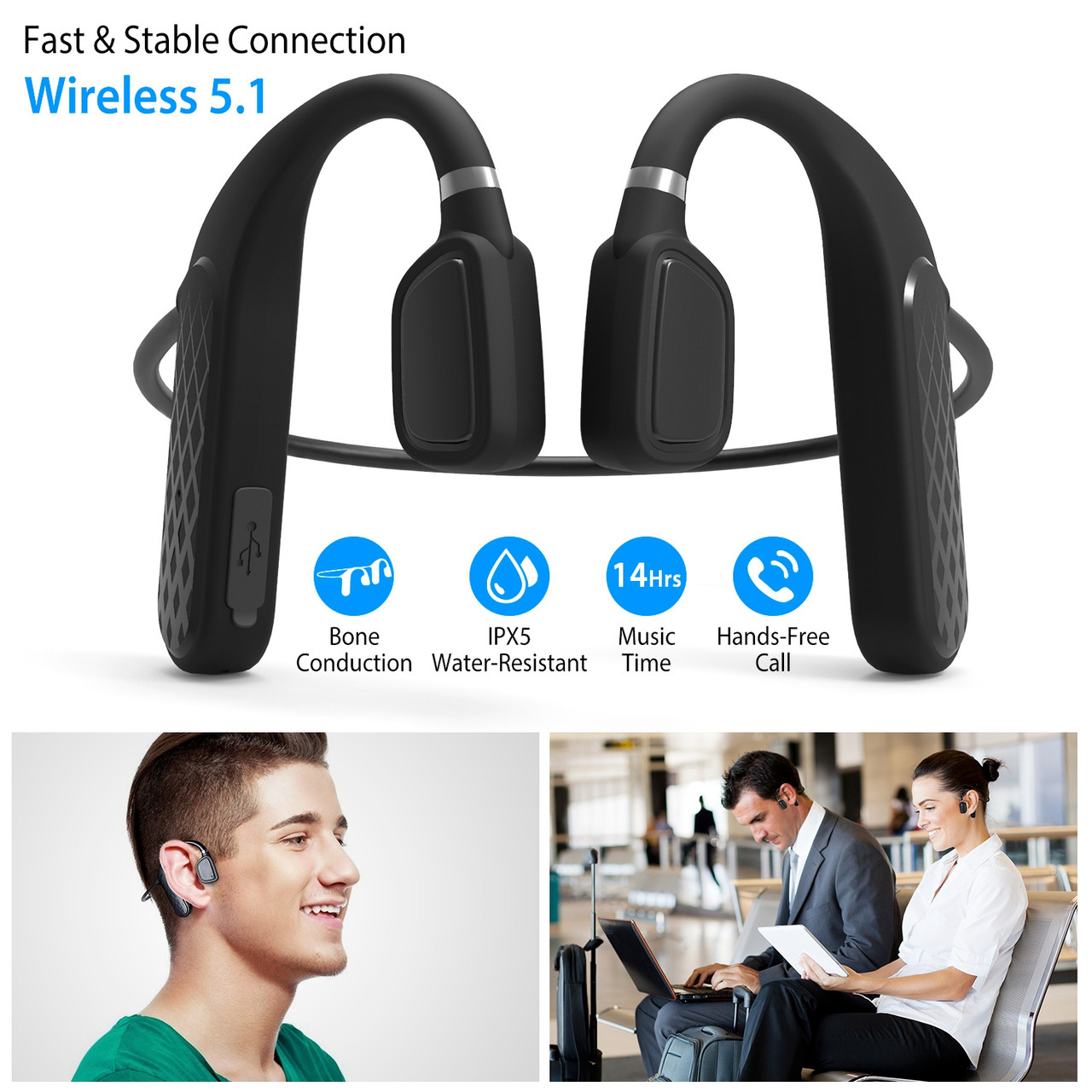 iNova™ Wireless V5.1 Bone Conduction Earphones product image