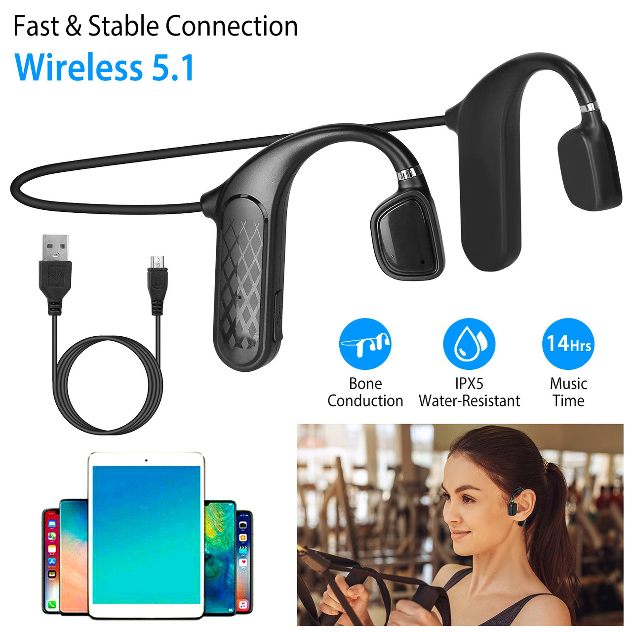 iNova™ Wireless V5.1 Bone Conduction Earphones product image