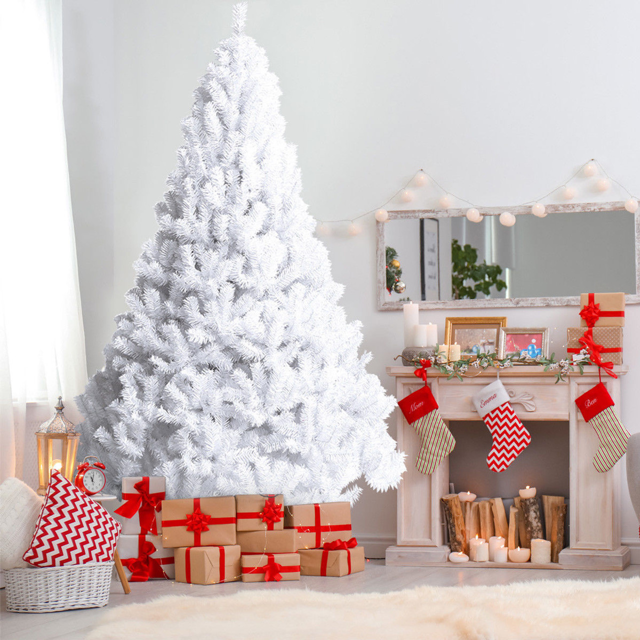 5/6/7/8-Foot White Christmas Tree with Solid Metal Legs product image