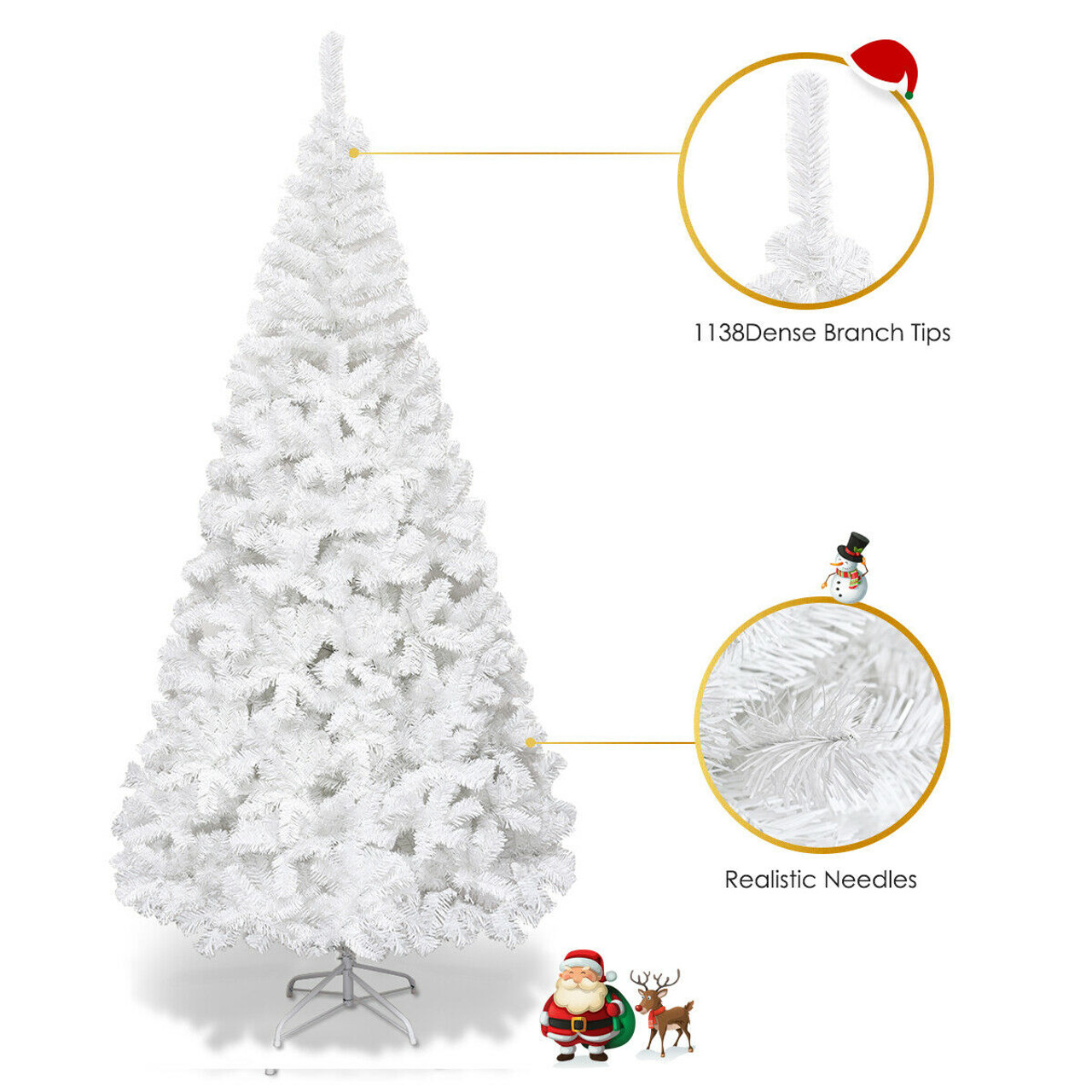 5/6/7/8-Foot White Christmas Tree with Solid Metal Legs product image