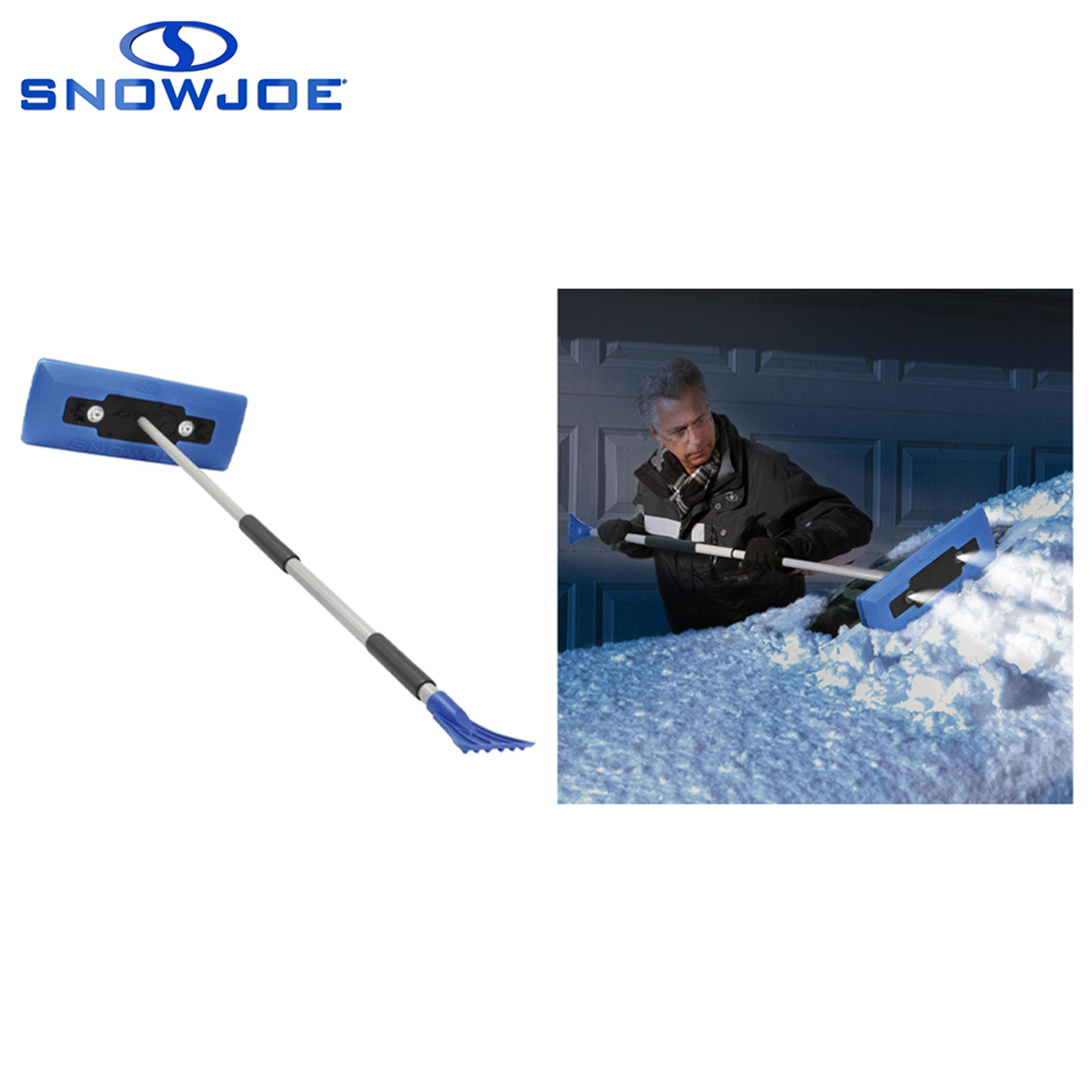 Snow Joe 4-In-1 Telescoping Snow Broom + Ice Scraper with LED Lights product image